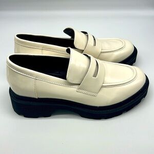 Blondo - School White Leather Chunky Sole Slip On Penny Loafers Size 9.5